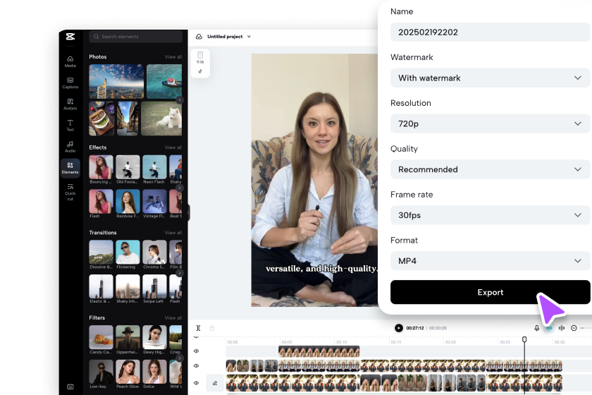 Export the video of status
